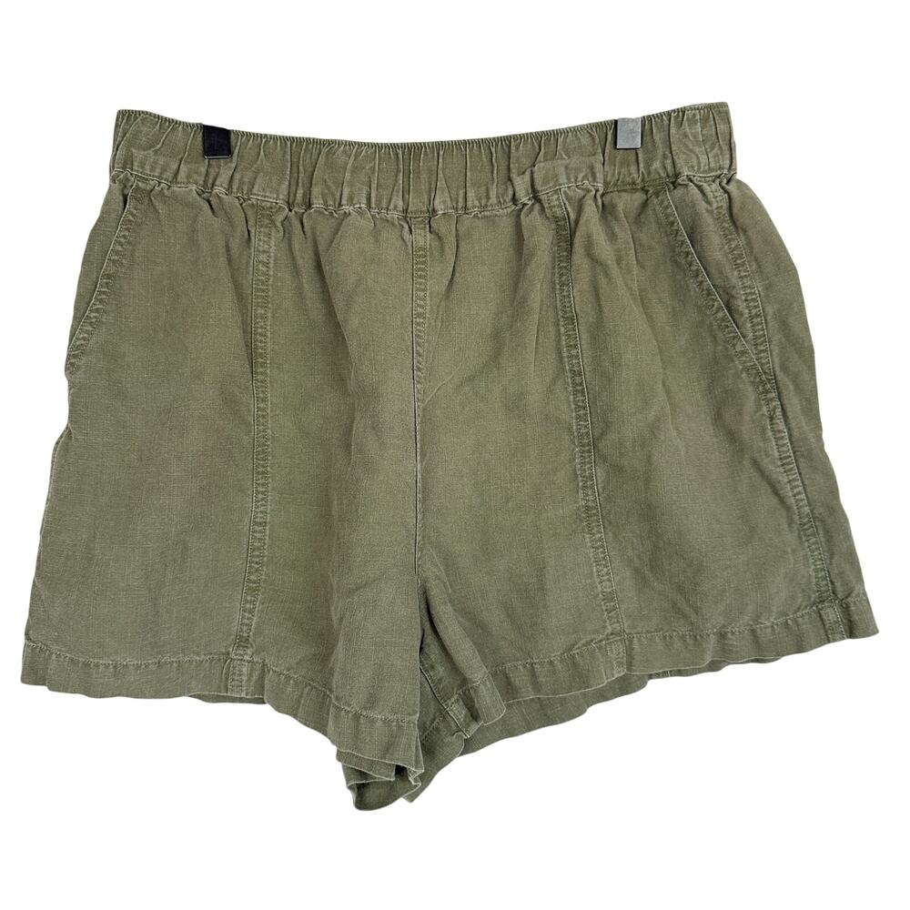 Madewell Linen Blend High Rise Easy Pull-On Shorts Green - L